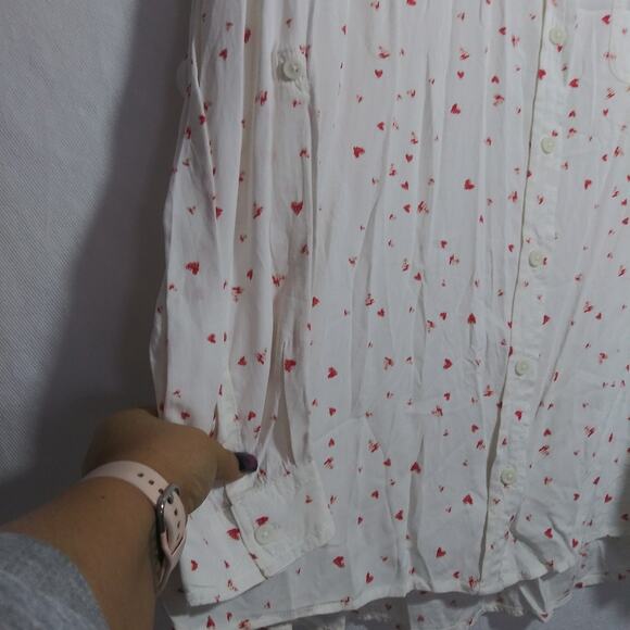 Beachlunchlounge Caroline Heart Long Sleeve Button Up Blouse Size 1X - Picture 4 of 9